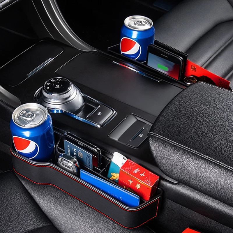 Automobilinės sėdynės plyšio laikymo dėžutė Sėdynės tarpo išpjova Kišenės gaudyklė Universali automobilinės kėdutės laikiklio kortelė Telefono raktų laikiklio kišenė