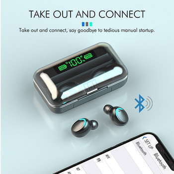 F9-5c Bluetooth слушалка с дигитален дисплей Спортно намаляване на шума при докосване Безжична TWS бинаурална слушалка за поставяне в ухото F9 Bluetooth слушалка