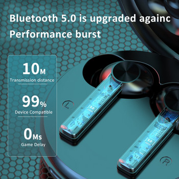 B16 Bluetooth слушалка TWS 5.0 безжична в ухото, стерео сензорно намаляване на шума, цифров дисплей, спортна слушалка