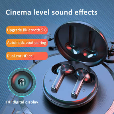B16 Bluetooth слушалка TWS 5.0 безжична в ухото, стерео сензорно намаляване на шума, цифров дисплей, спортна слушалка