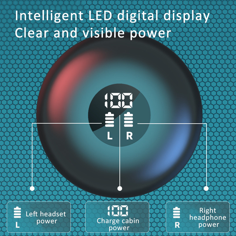 B16 Bluetooth slušalica TWS 5.0 bežična u uhu, stereo dodir, smanjenje buke, digitalni zaslon, sportske slušalice