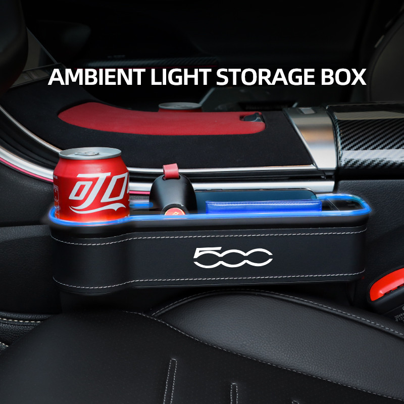 Cutie de depozitare multifuncțională pentru scaunele auto, cutie de depozitare pentru Fiat 500 500C 500X 500L cu încărcare USB Accesorii pentru cutia de depozitare auto