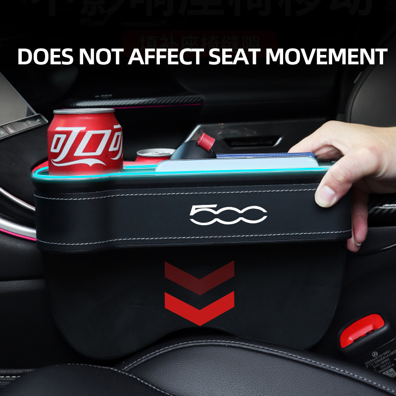Cutie de depozitare multifuncțională pentru scaunele auto, cutie de depozitare pentru Fiat 500 500C 500X 500L cu încărcare USB Accesorii pentru cutia de depozitare auto