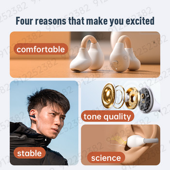 Ακουστικά Real Bone Conduction Ακουστικά Bluetooth 5.3 Αδιάβροχα αθλητικά ακουστικά με μικρόφωνο για προπόνηση τρέξιμο οδήγηση