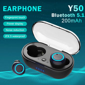 Ακουστικά Y50 Bluetooth Outdoor Sports Wireless Headset 5.0 with Charging Bin Power Display Έλεγχος αφής Ακουστικά ακουστικών