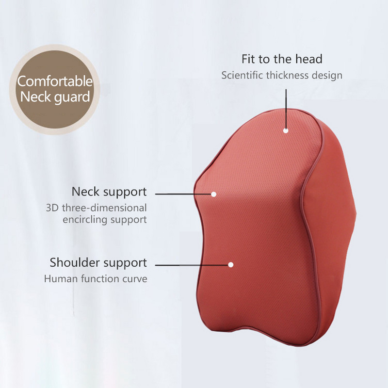 PU Δερμάτινο προσκέφαλο αυτοκινήτου Μαξιλάρι λαιμού Μνήμη Βαμβακερή οσφυϊκή υποστήριξη Αυτόματο στήριγμα λαιμού Μαξιλάρι καθίσματος Μαξιλάρι αυτοκινήτου