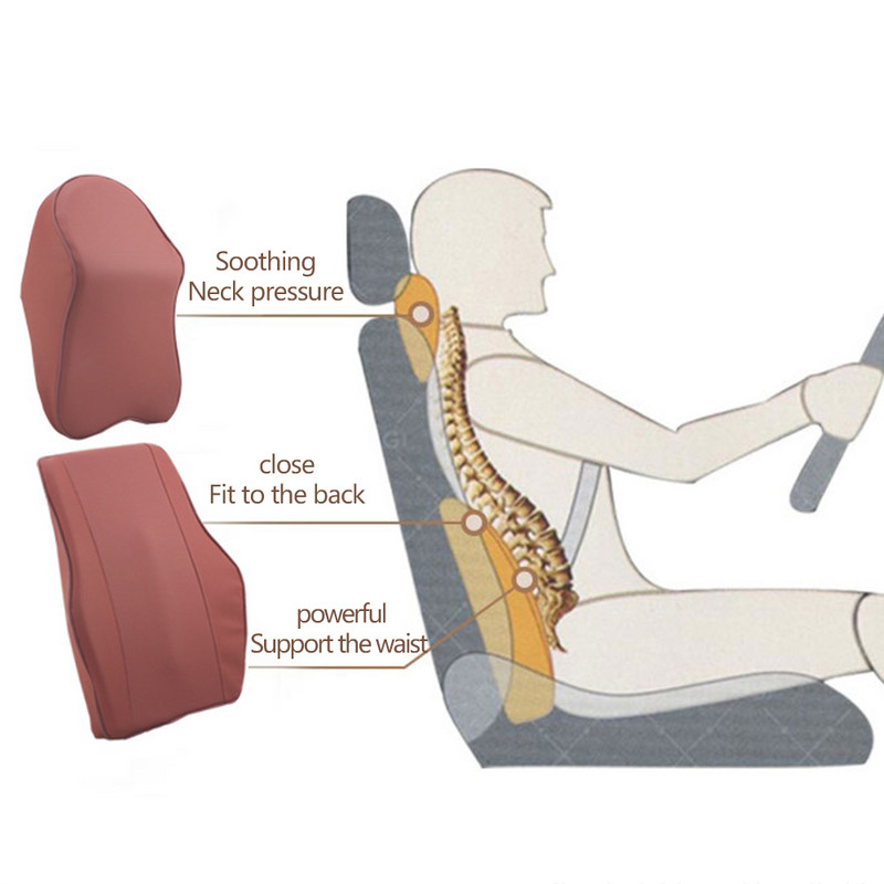 PU Δερμάτινο προσκέφαλο αυτοκινήτου Μαξιλάρι λαιμού Μνήμη Βαμβακερή οσφυϊκή υποστήριξη Αυτόματο στήριγμα λαιμού Μαξιλάρι καθίσματος Μαξιλάρι αυτοκινήτου