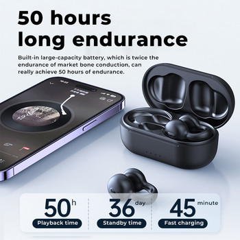 TWS Bone Conduction Bluetooth Earphones 5.3 Ear Clip Earring Earring Wireless headphone with Mic Noise Reduction HiFi Sports Headset