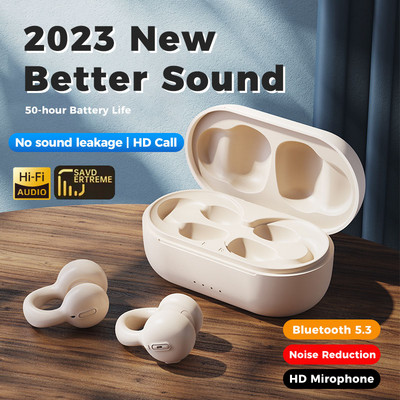 TWS Bone Conduction Bluetooth Earphones 5.3 Ear Clip Earring Earring Wireless headphone with Mic Noise Reduction HiFi Sports Headset