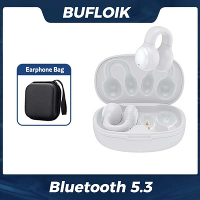 TWS Bone Conduction Bluetooth slušalice 5.3 Ear Clip Earring Bežične slušalice s mikrofonom za smanjenje buke HiFi sportske slušalice
