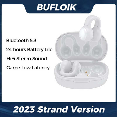 TWS Bone Conduction Bluetooth slušalice 5.3 Ear Clip Earring Bežične slušalice s mikrofonom za smanjenje buke HiFi sportske slušalice