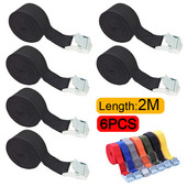 6 bucăți 2M curele de marfă cu cataramă de fixare pentru portbagaj de acoperiș pentru mașină, motocicletă, bicicletă, bagaje, caiac, centură puternică cu clichet