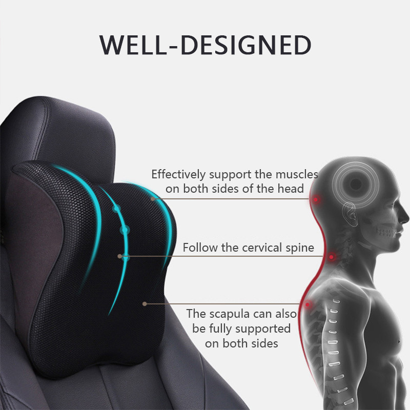 Pernă pentru tetieră auto de calitate Pernă respirabilă pentru gât Pernă lombară plasă de protecție lent de retur Suport pentru cap Protector pentru scaunul auto