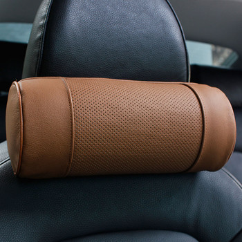 Μαξιλάρια αυχενικού σπονδύλου καθίσματος αυτοκινήτου Γνήσιο δέρμα αυτόματης ασφάλειας Κυλινδρικό μαύρο σωλήνα στήριξης λαιμού Μαξιλάρι κεφαλής