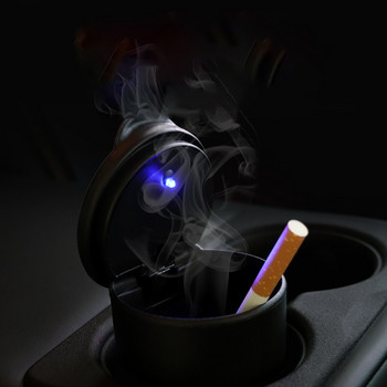 Пепелник за кола с LED светлина Цигара Пура Пепелник Контейнер Димна пепел Цилиндър Държач за димна чаша LED Цветен пепелник