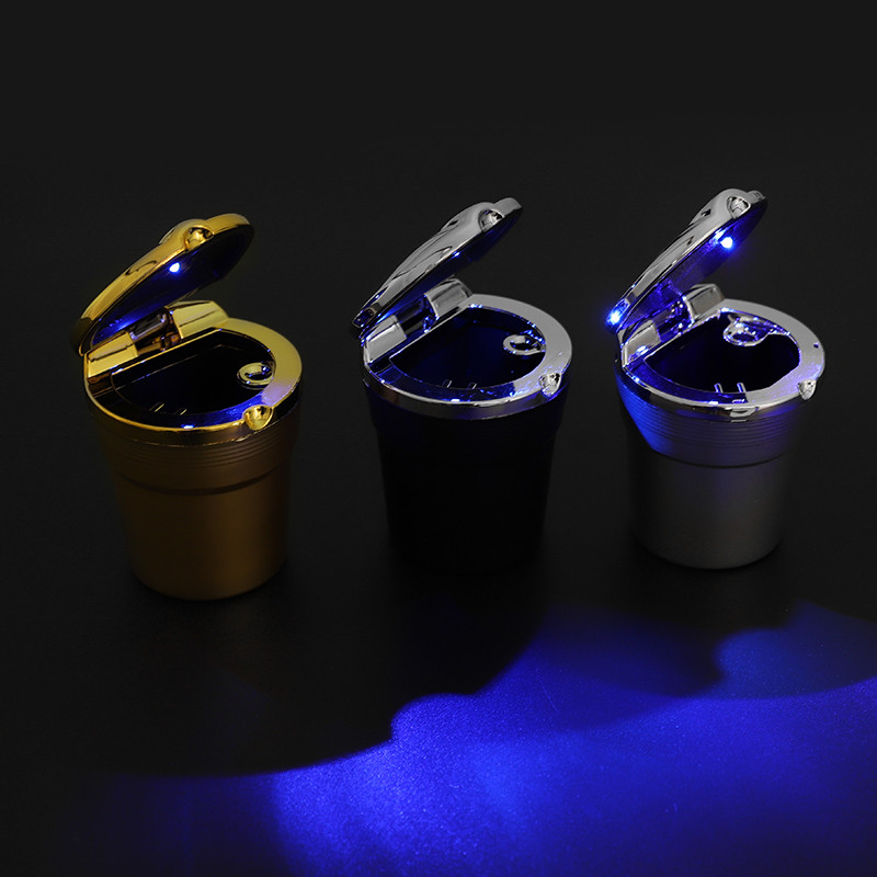 Scrumieră auto de ultimă generație Scrumieră cu LED din aliaj ușor Scrumieră portabilă cu scrumieră auto cu lumini LED cu capac Scrumieră auto creativă