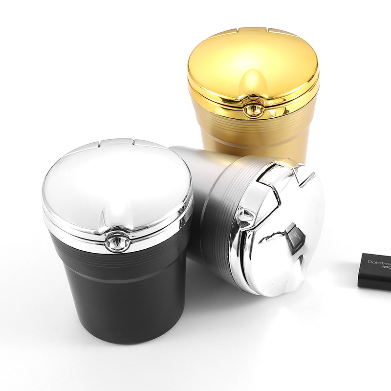 Scrumieră auto de ultimă generație Scrumieră cu LED din aliaj ușor Scrumieră portabilă cu scrumieră auto cu lumini LED cu capac Scrumieră auto creativă