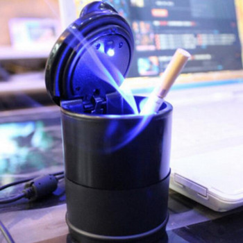 Пепелник за кола LED Огнезабавящ Пепелник за превозни средства с противоплъзгаща подложка със синя светлина Безопасен модерен практичен издръжлив
