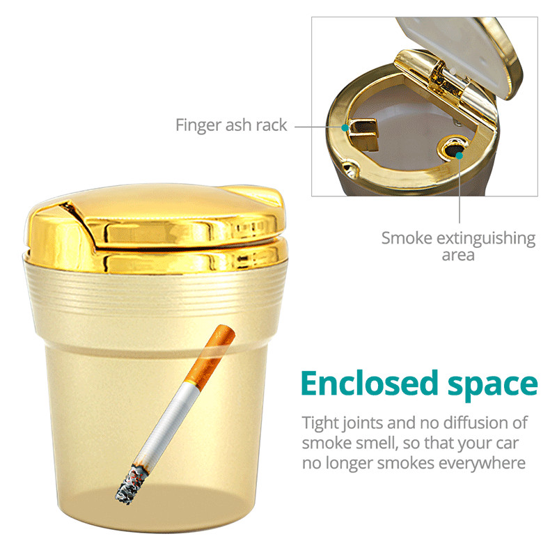 Scrumieră universală pentru mașină cu lumini LED, cu capac, personalitate creativă, mașină acoperită în interiorul mașinii, consumabile multifuncționale pentru mașină Nou