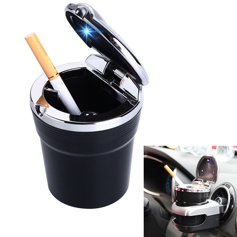 Universali automobilio peleninė su LED lemputėmis su dangteliu Creative Personality Dengtas daugiafunkcis automobilio reikmenys Mini Cooper pelenų padėklas