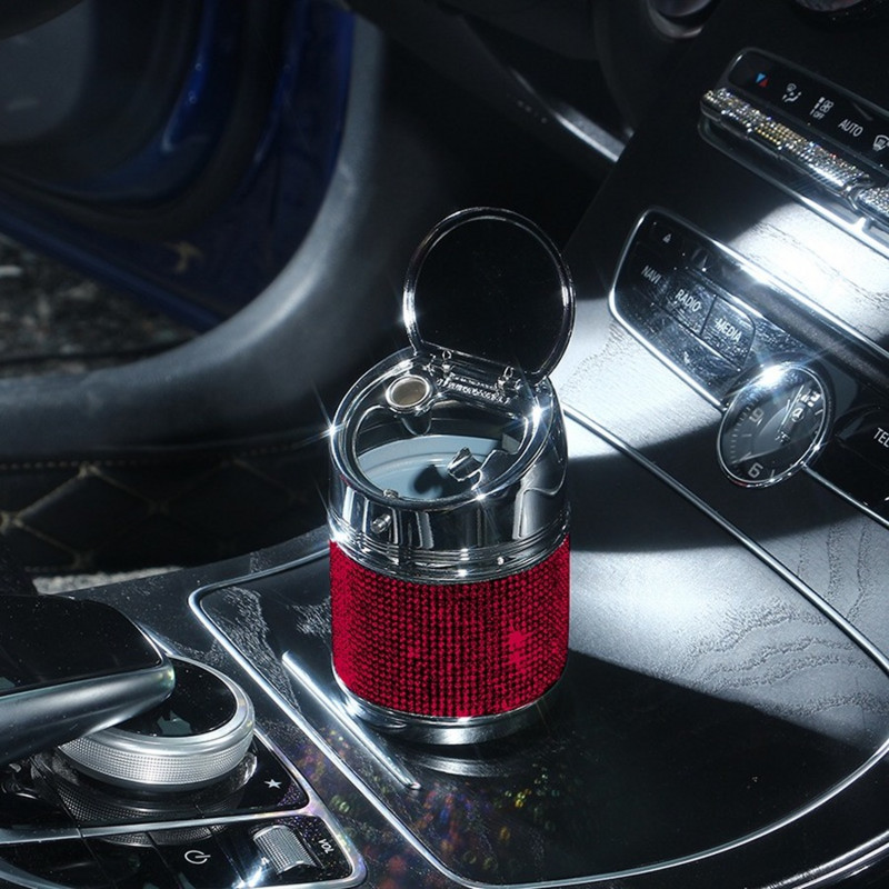 Tavă de cenușă cu diamant pentru mașină Auto Vehicul Suport țigară Decor Suport pentru trabucuri cu strass Accesorii pentru mașină Bling Interior pentru fete