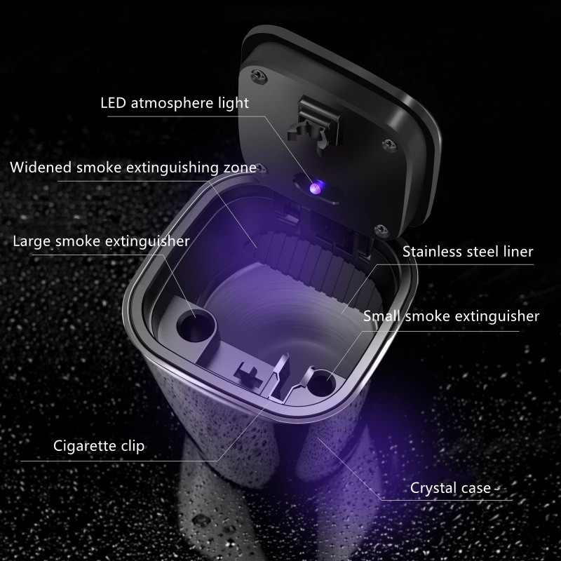 Scrumieră cu LED-uri pentru mașină, 1 buc, recipient de depozitare a monedelor pentru gunoi