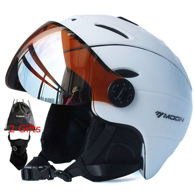 MOON Професионална полупокрита ски каска Интегрално формована спортна мъжка дама сняг Ски Сноуборд каска с капак за очила