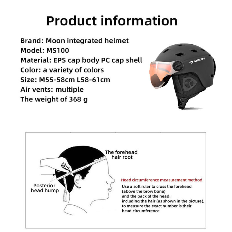 MOON profesionalus slidinėjimo šalmas Aukštos kokybės slidinėjimo šalmas Ultralengvas slidinėjimo riedlentės snieglenčių šalmas slidinėjimo šalmas apsauginiai akiniai