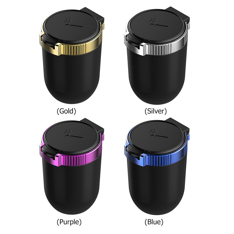 Scrumieră universală pentru mașină cu lumini LED cu capac Personalitate creativă acoperită mașină în interiorul mașinii multifuncționale