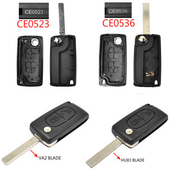 Калъф за дистанционно управление на ключ за кола 2 бутона CE0523 CE0536 за Peugeot 308 207 307 3008 5008 807 за Citroen C2 C3 C4 C5 C6 C8