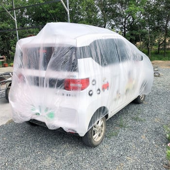 Прозрачно покривало за кола Универсално покривало за кола Водоустойчиви прахоустойчиви покривала за кола за еднократна употреба Размер M-XL Прозрачни пластмасови покривала за кола