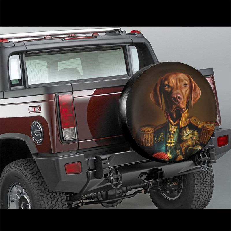 Bertie The Hungarian Vizsla Husă pentru roată de rezervă Husă pentru roată de portret pentru câini, rezistentă la praf, pentru Jeep Hummer 14" 15" 16" 17" inch