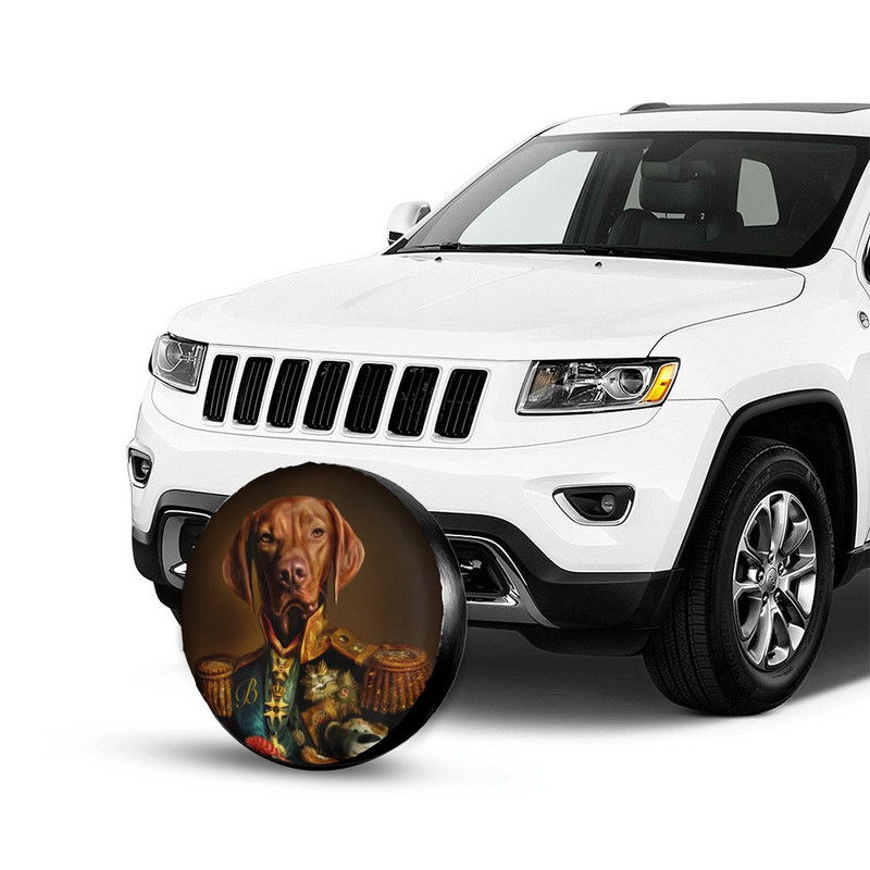 Bertie The Hungarian Vizsla Husă pentru roată de rezervă Husă pentru roată de portret pentru câini, rezistentă la praf, pentru Jeep Hummer 14" 15" 16" 17" inch