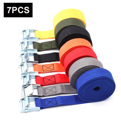 7 buc, 4 m, frânghie de tensionare a mașinii, cureaua de legare, centură puternică, geantă de bagaje, ancorare de marfă, căptușită, blocare cu camă, curea pentru suport de marfă