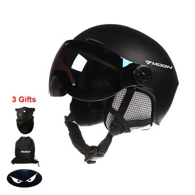 MOON Висококачествени очила за каска за ски Вграден PC+EPS Спорт на открито Ски Сноуборд Скейтборд Каски за унисекс