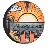 Surf Surfer Chasing Sunsets pótkerék burkolat Jeep Honda 4WD RV Custom Surfing Tire Protector 14" 15" 16" 17" hüvelyk