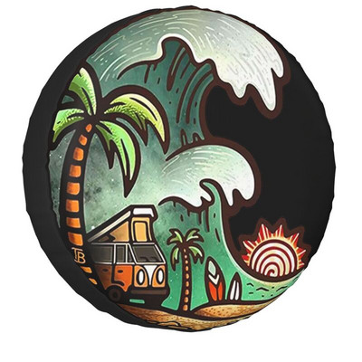 Surf Surfer Chasing Sunsets pótkerék burkolat Jeep Honda 4WD RV Custom Surfing Tire Protector 14" 15" 16" 17" hüvelyk