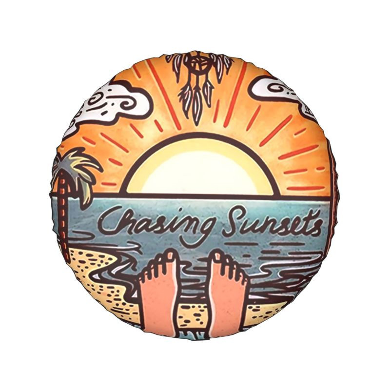 Surf Surfer Chasing Sunsets pótkerék burkolat Jeep Honda 4WD RV Custom Surfing Tire Protector 14" 15" 16" 17" hüvelyk