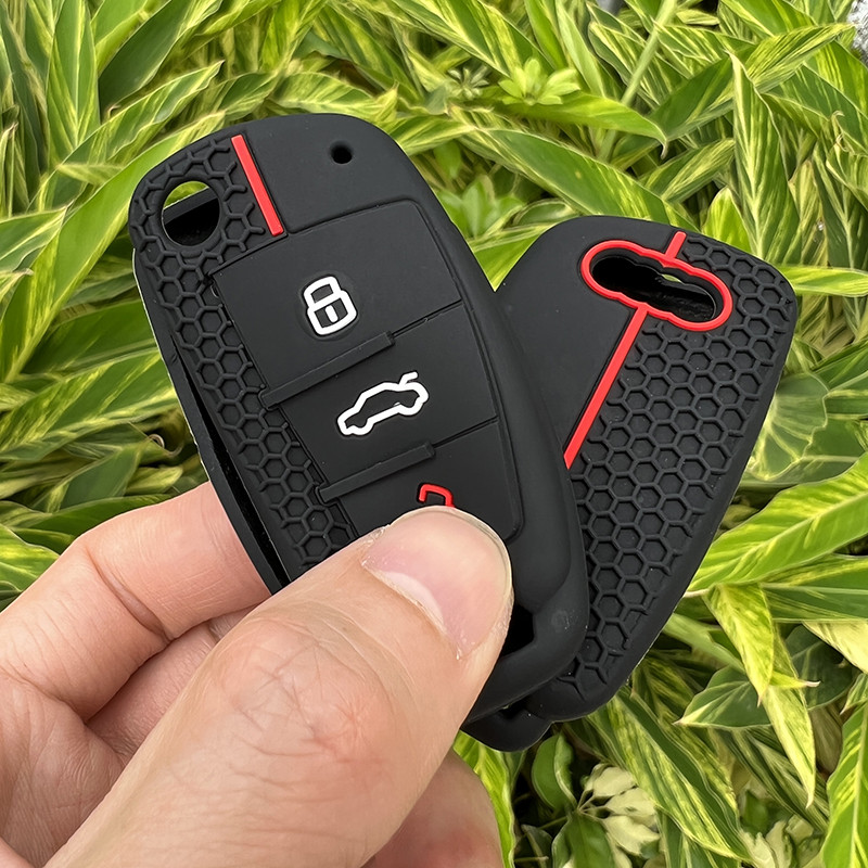 Husă de protecție pentru chei de mașină din silicon pentru Audi A1 A3 A6 Q2 Q3 Q7 TT TTS R8 S3 S6 RS3 RS6 3 butoane cheie pliabilă cu telecomandă