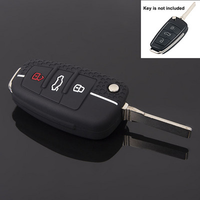 Husă siliconică pentru chei de mașină, 3 butoane, rabatabilă pentru telecomandă, capac de protecție pentru Audi A1 A3 A6 Q2 Q3 Q7 TT TTS R8 S3 S6 RS3 RS6