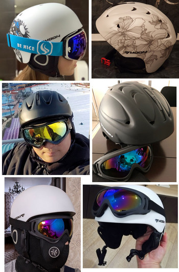 MOON Skiing Snowboard Κράνος Ανδρικά Χειμερινά Ενήλικες Εξοπλισμός Skateboard Αθλητικά Ασφάλεια Κράνος για χιόνι Άνδρες Γυναίκες με γυαλιά