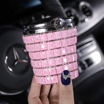 Scrumieră pentru mașină nouă cu lumină LED Scrumieră pentru țigară Container Scrumieră Sticlă de gaz Cupă de fum Accesorii pentru mașină Bling pentru fete