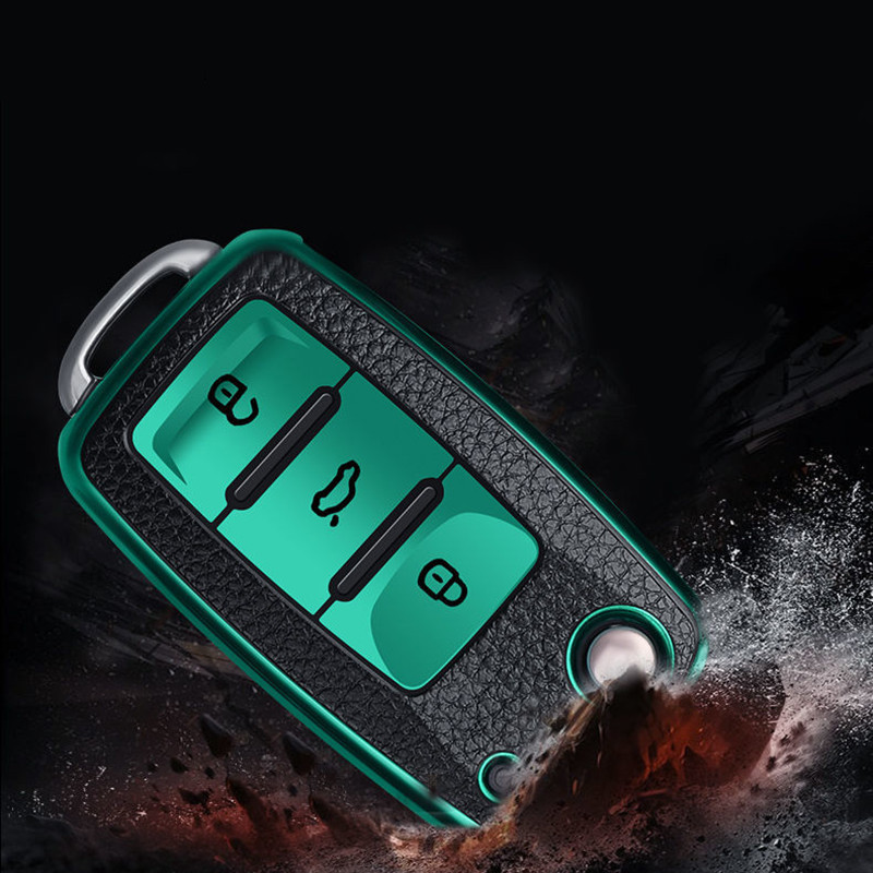 Husă din piele TPU pentru cheia de la distanță pentru Volkswagen VW Bora Polo Tiguan Jetta Passat B5 B6 B7 Golf Beetle pentru Skoda Octavia