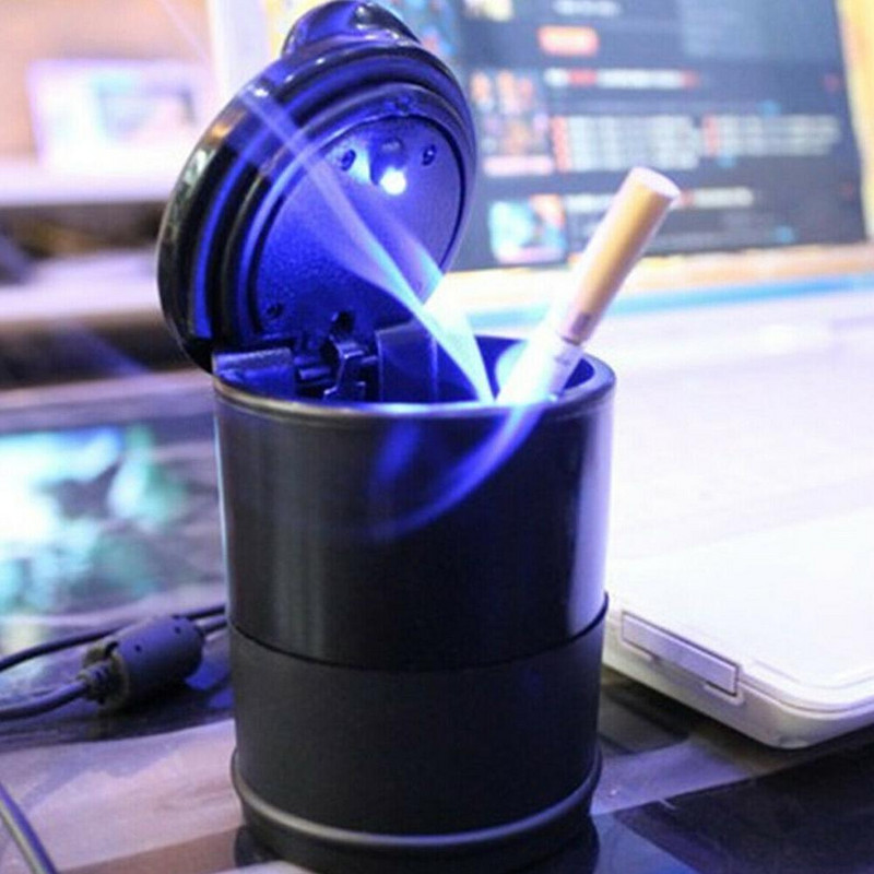 Kreatív autós hamutartó LED fénnyel, automatikus hamutartóval, lángálló cigarettatartó doboz belső autós kellékek