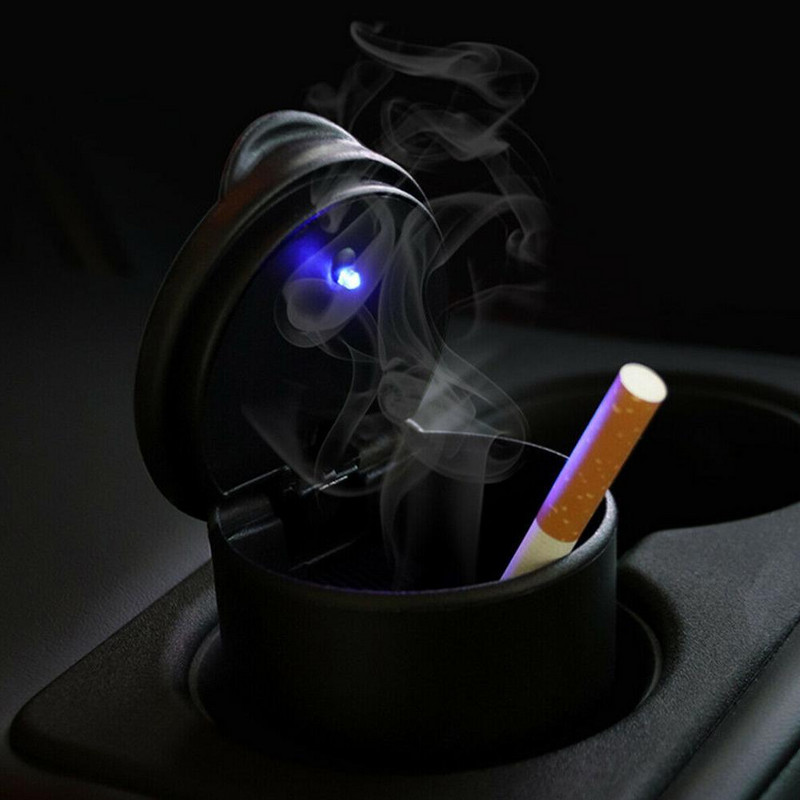 Kreatív autós hamutartó LED fénnyel, automatikus hamutartóval, lángálló cigarettatartó doboz belső autós kellékek