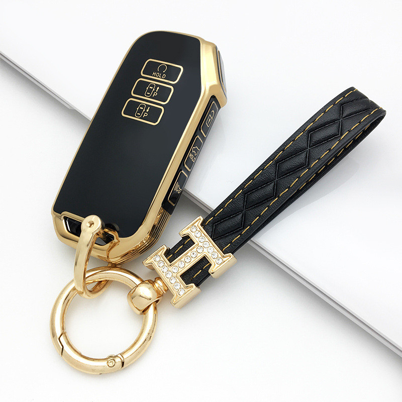 7 butoane TPU carcasă pentru chei de la distanță pentru Kia Sorento MQ4 2020 2021 Gold Edge Shell chei de înaltă calitate breloc breloc