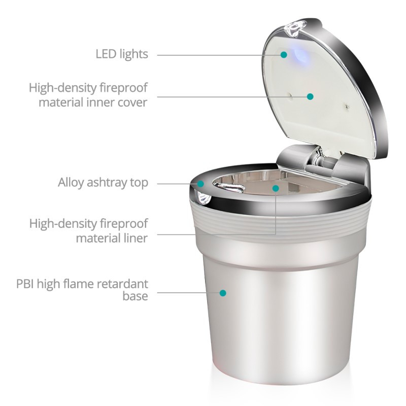 Scrumieră universală pentru mașină, cu lumini LED, cu capac, mașină acoperită cu personalitate, în interiorul mașinii, consumabile multifuncționale creative