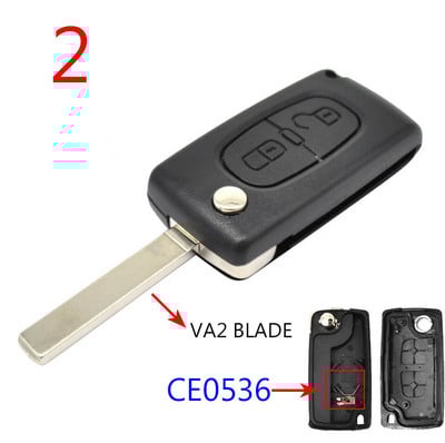 Pentru Peugeot 308, 207, 307, 3008, 5008, 807 pentru Citroen C2 C3 C4 C5 C6 C8 cheie de mașină, telecomandă, carcasă 2 butoane CE0523 CE0536