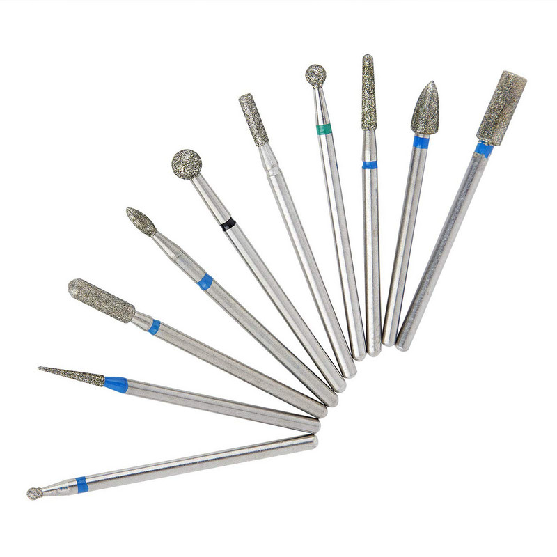 Set burghie pentru unghii Oțel tungsten 10 x 2,35 mm/ (3/32") Cap de șlefuit cu diamante din carbură pentru cuticule Burghie pentru unghii Îndepărtați unghiile acrilice