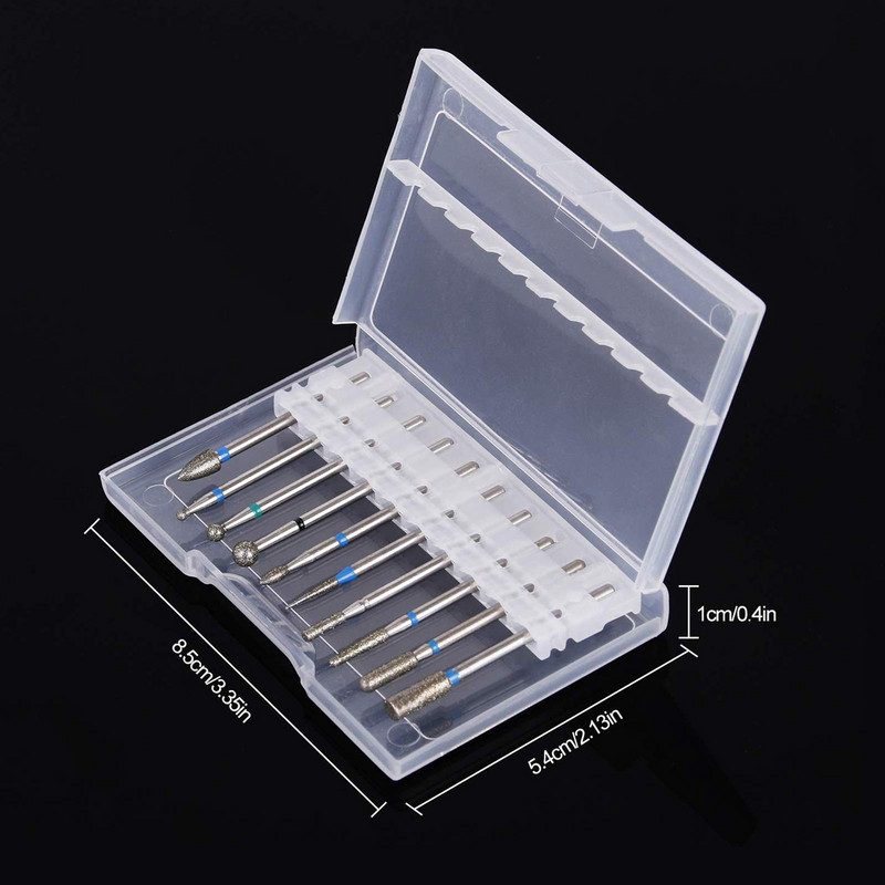 Set burghie pentru unghii Oțel tungsten 10 x 2,35 mm/ (3/32") Cap de șlefuit cu diamante din carbură pentru cuticule Burghie pentru unghii Îndepărtați unghiile acrilice